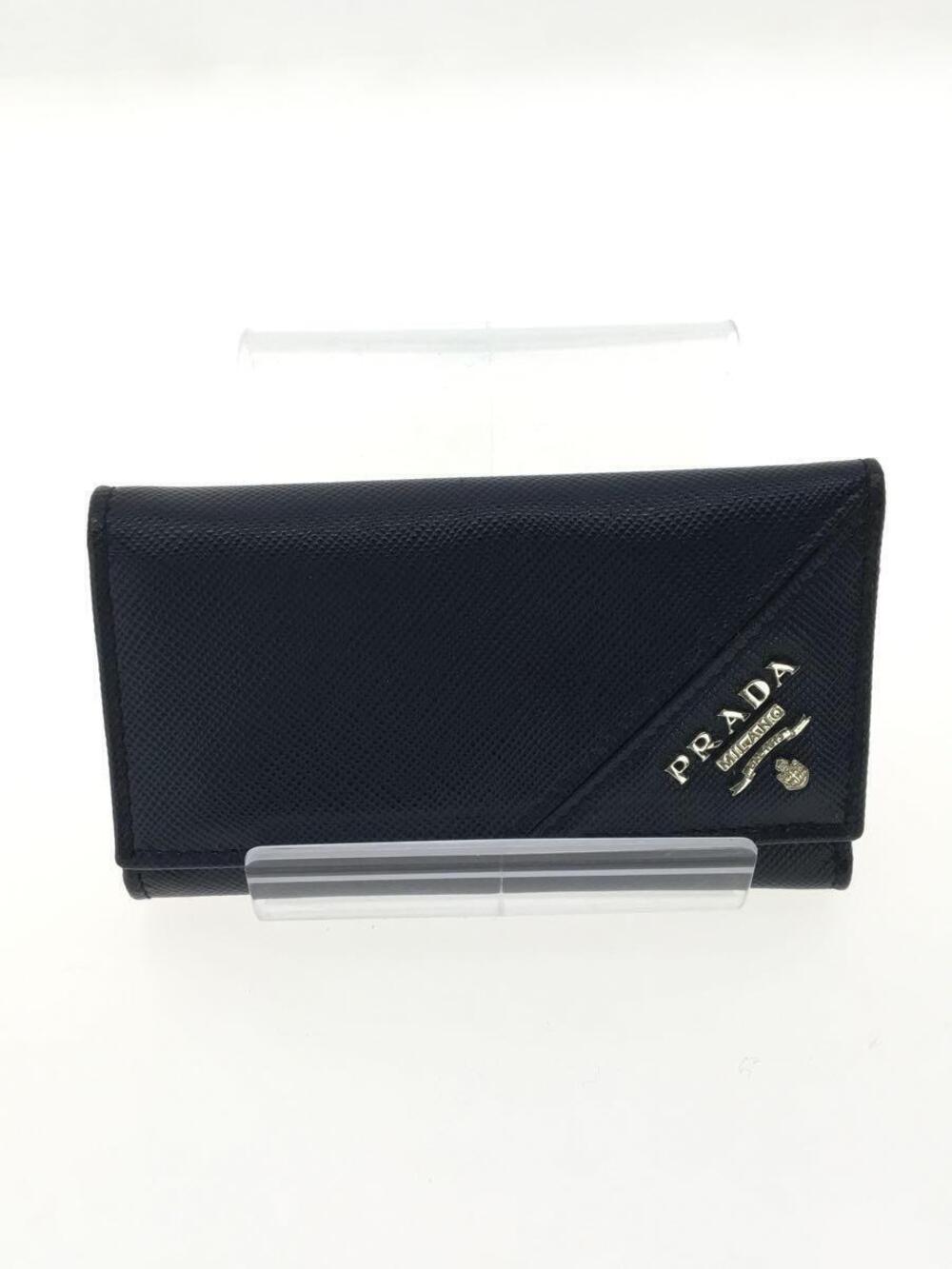 Prada Key Case Wallet Cowhide Leather Navy Blue